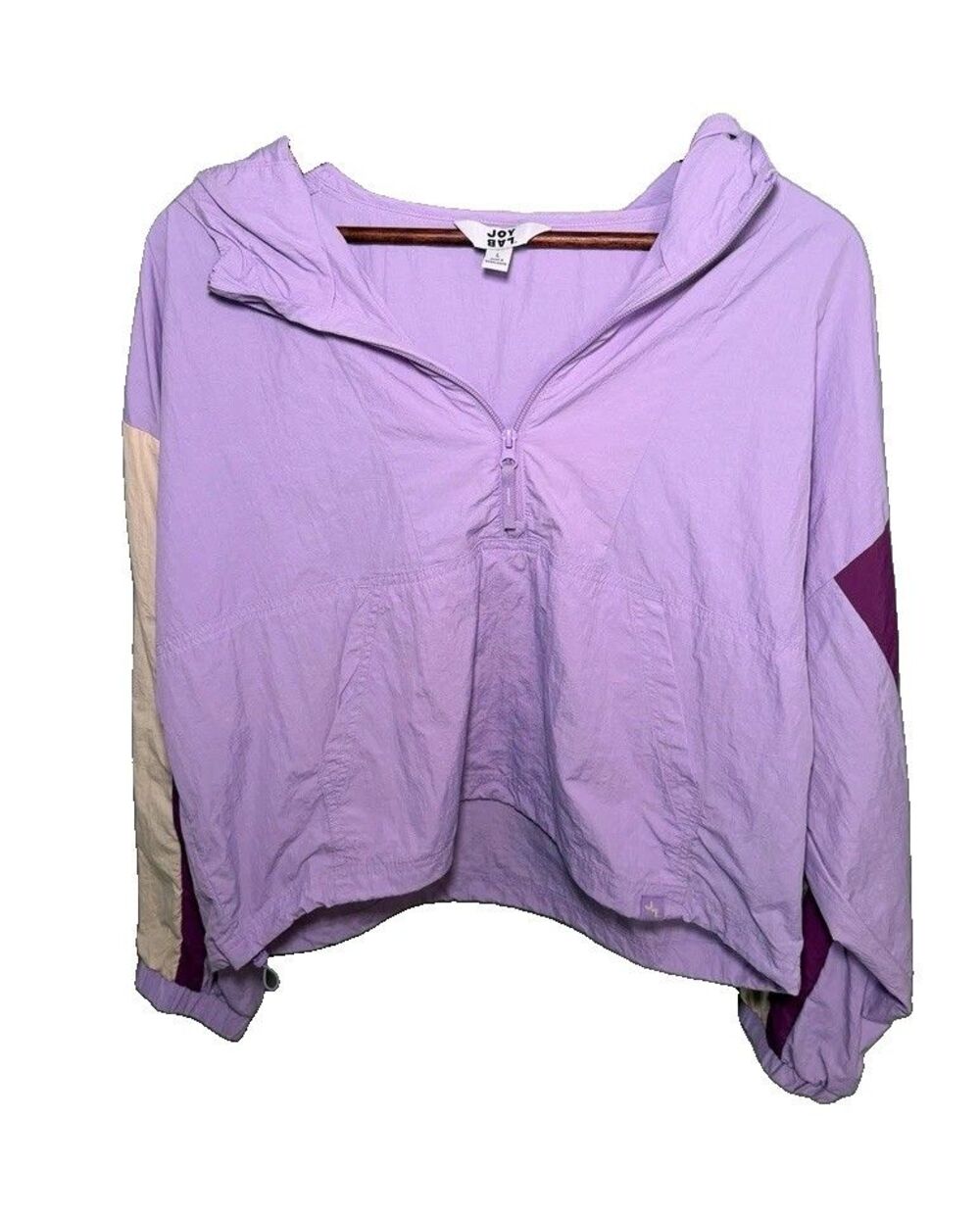 Joy Lab Women's Lavender Colorblock Half Zip Hooded Anorak Windbreaker Size L